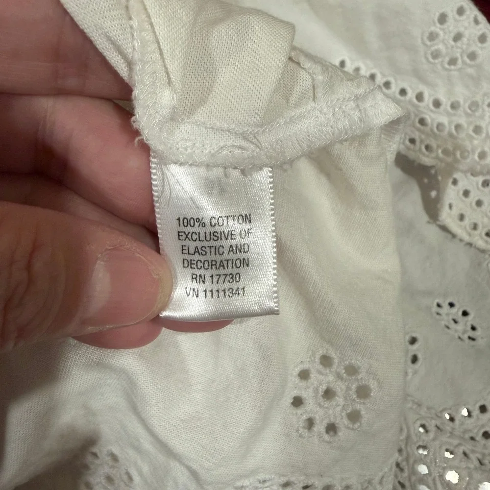Converse One Star Womens White Eyelet Lace Smocked Empire Waist Mini Dress Medm - Picture 4 of 6